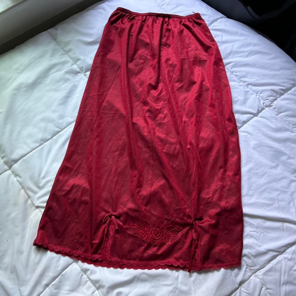 Vintage Red embroidered slip skirt